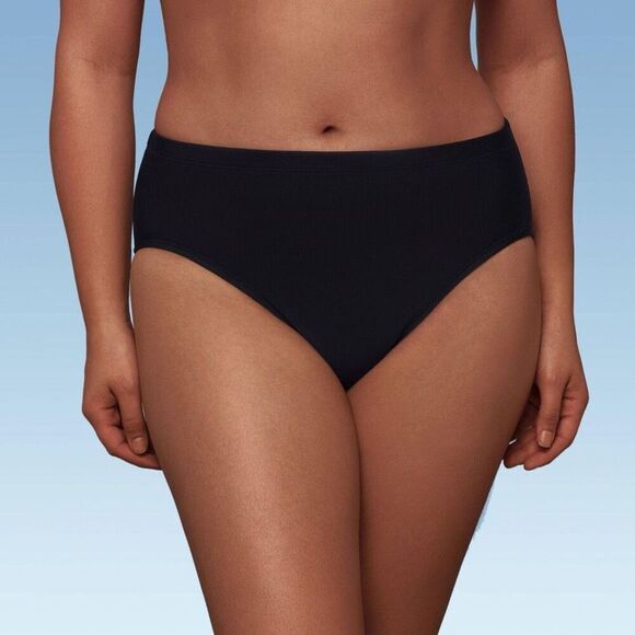 NWT Womens Aqua Green Black UPF 50 Mid-Rise Bikini Briefs Bottoms 868061 - Sz XL - Picture 1 of 3